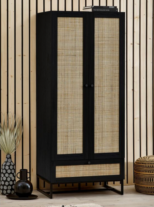 Padstow Wardrobe - Black, 56x80x190cm