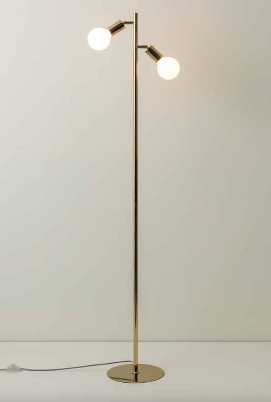 Lever - 2 light brass task floor lamp