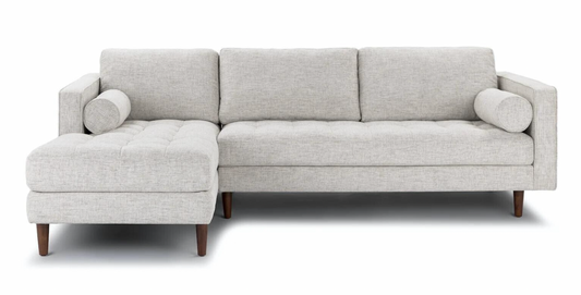 Scott Corner Sofa Ivory Weave - Left, 256x85x171cm