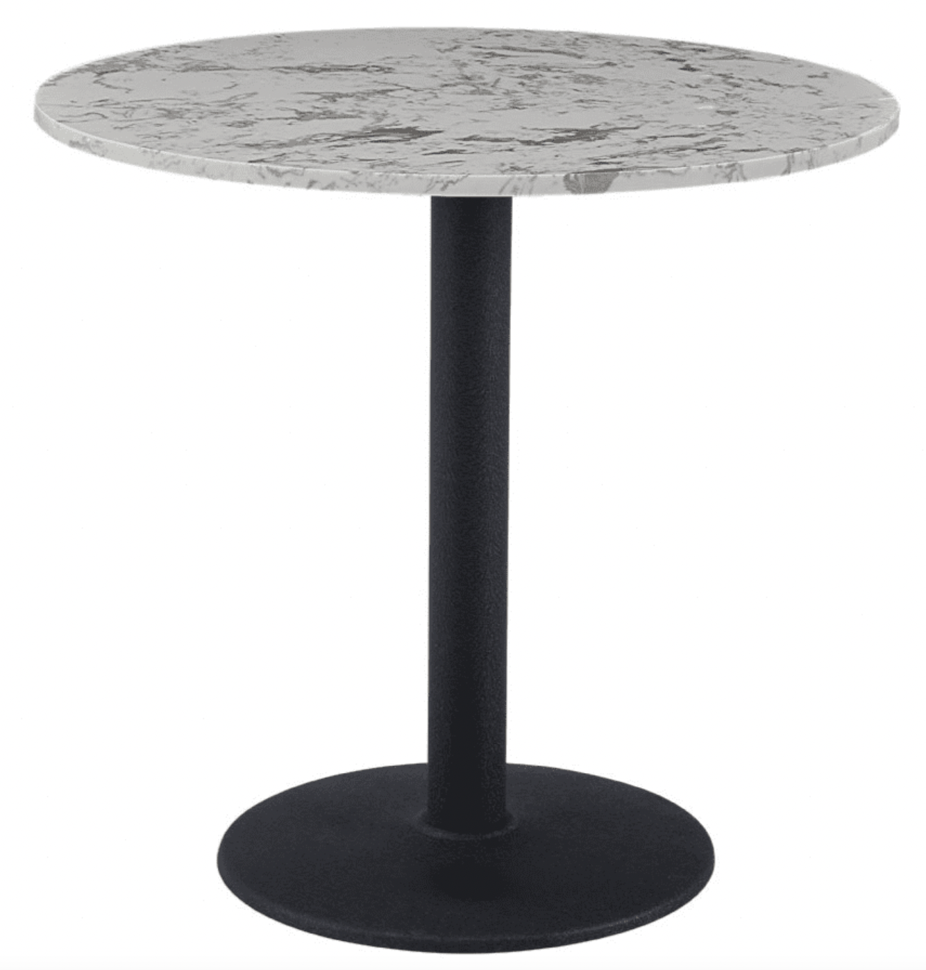 White Round Dining Table 80cm with Black Leg, 75x80cm