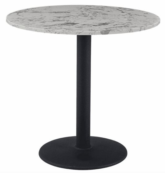 White Round Dining Table 80cm with Black Leg, 75x80cm