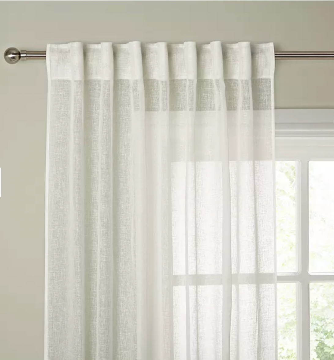 Recycled Polyester Tab Top Sheer Panel, Cream