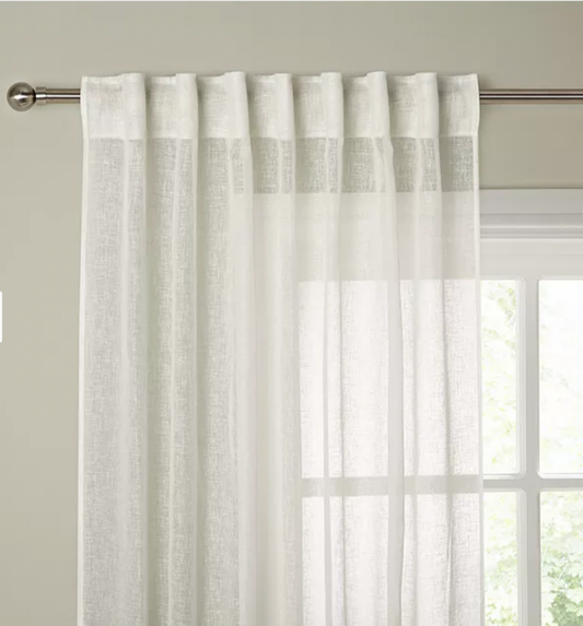 Recycled Polyester Tab Top Sheer Panel, Cream
