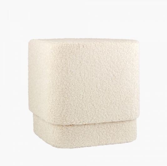 Soho Pouffe, Ivory White Boucle, 45x42x42cm