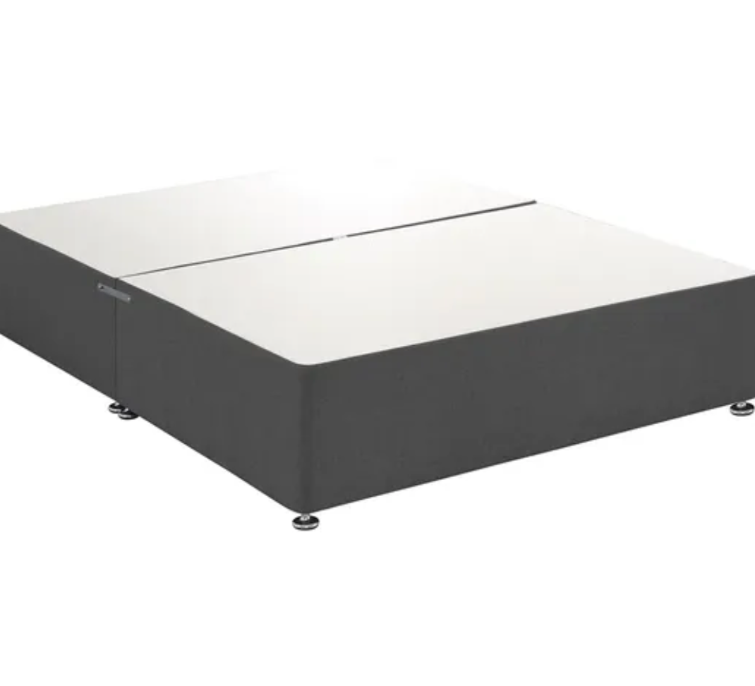 Universal Charcoal Linen Divan Base - Double 4'6, 135x190x40cm