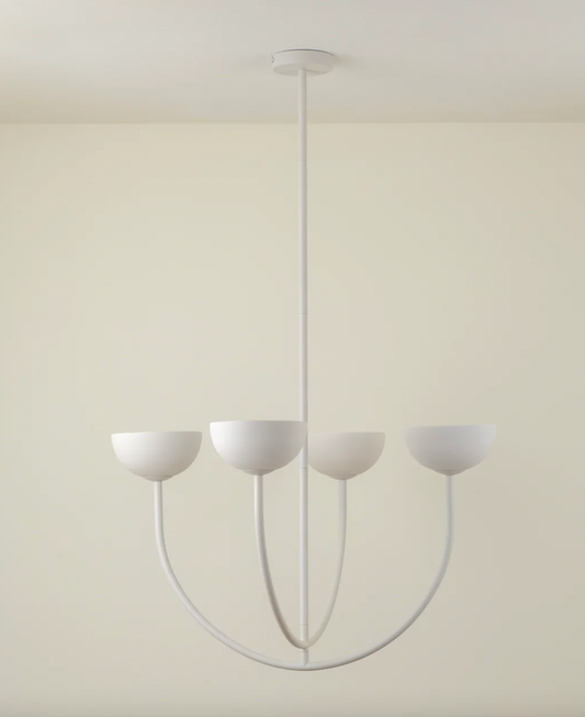 Ruzo - 4 light matt warm white and white porcelain ceiling pendant, 55x74.5x74.5cm