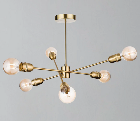 Noir Semi-Flush Ceiling Light Brass