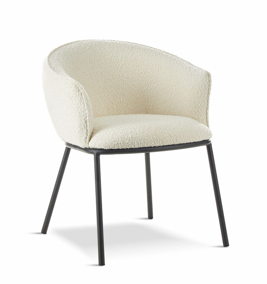 DUKE Boucle White Dining Chair, 61.5x62.5x78cm
