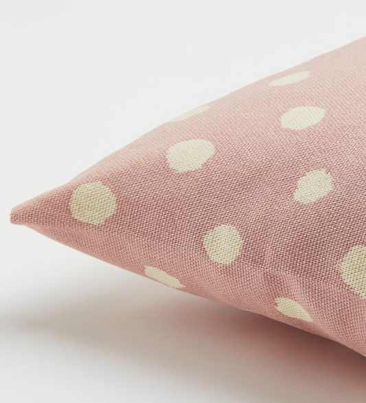 Patterned cotton cushion cover, Pink Spotted 50x50cm