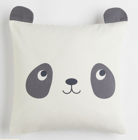 Cotton cushion cover - White/Panda