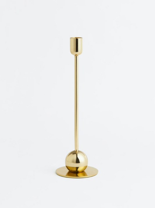 Tall metal candlestick, Gold-coloured 1