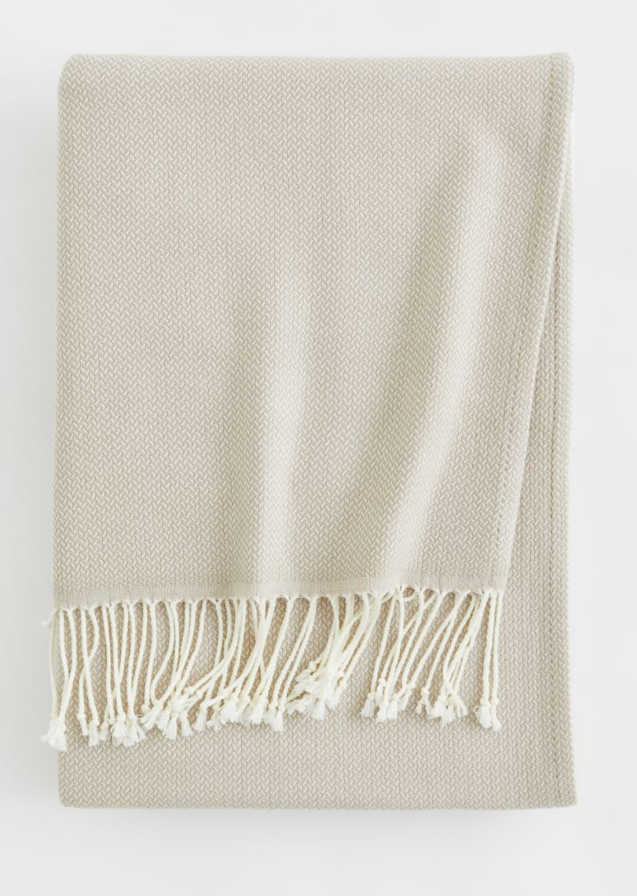 Jacquard-weave blanket, Greige