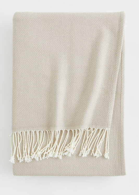 Jacquard-weave blanket, Greige