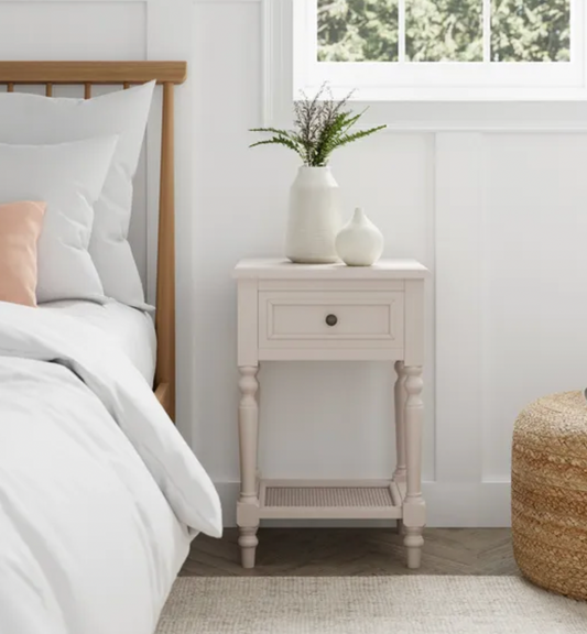Lucy Cane 1 Drawer Bedside Table - Natural