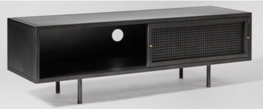 Industrial Media Unit in Gunmetal & Brass, 120x35x38cm