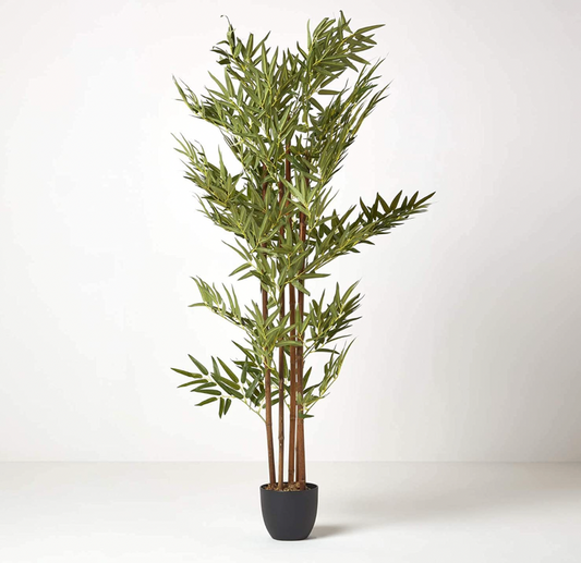 HOMESCAPES 5 ft Bamboo Tree Large Artificial Replica Plant in Black Pot