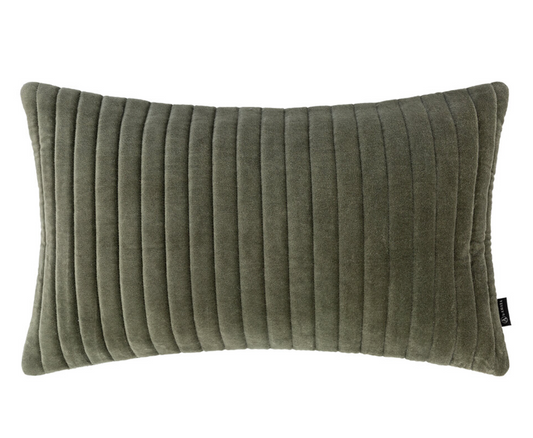 RETREAT Velour Quilted Cushion Cover - 30x50cm,  Khaki