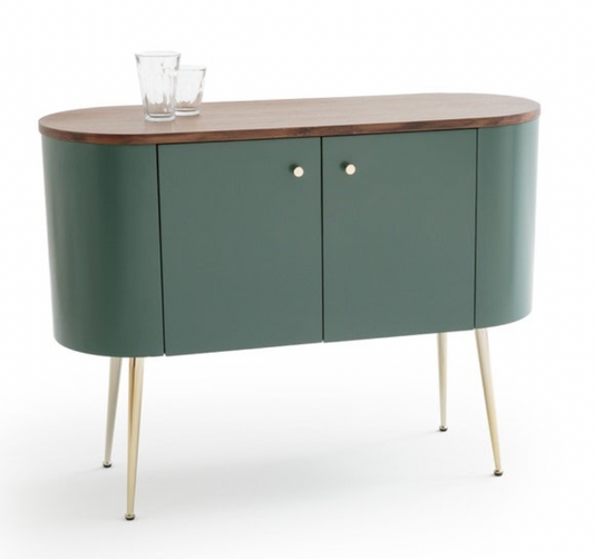 La Redoute Interieurs Topim Vintage Sideboard, green/walnut, 38x100x75cm