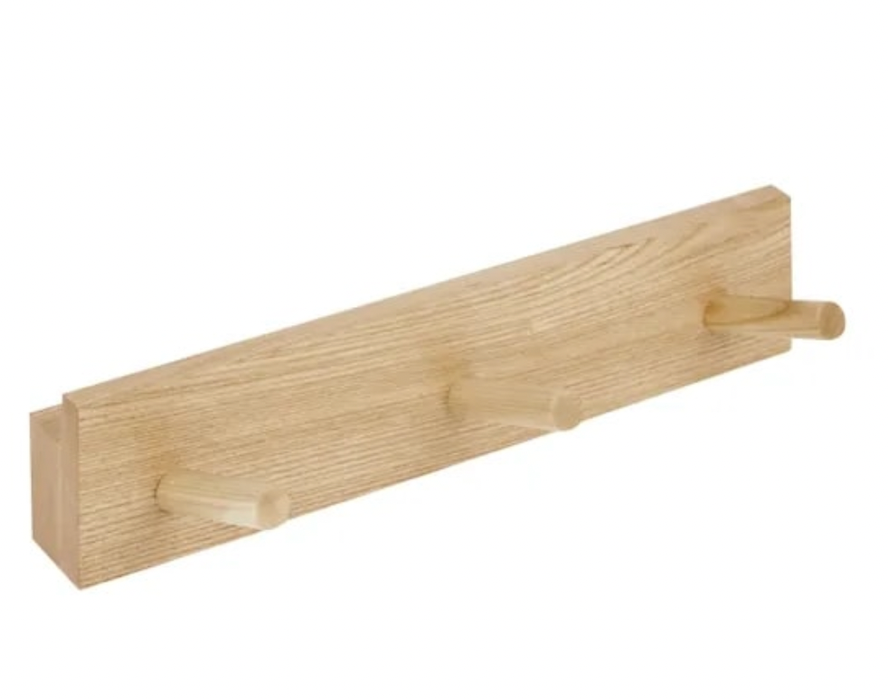3 Ash Wood Hooks, Natural