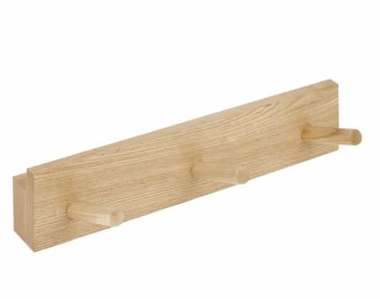 3 Ash Wood Hooks, Natural