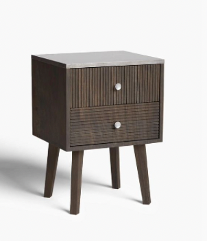 Padma 2 Drawer Bedside Table, Black, 35x42x59.2cm