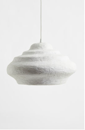 Papier-maché pendant light - White