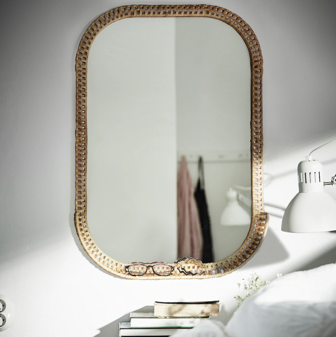 SOMMARBO Mirror, rattan, 53x76 cm