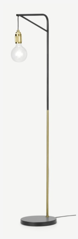 Othello Floor Lamp, Black & Brushed Brass, 32w x 28d x 160h