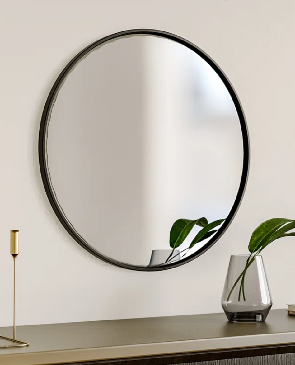 Baum Round Metal Wall Mirror, 50x50cm - Black