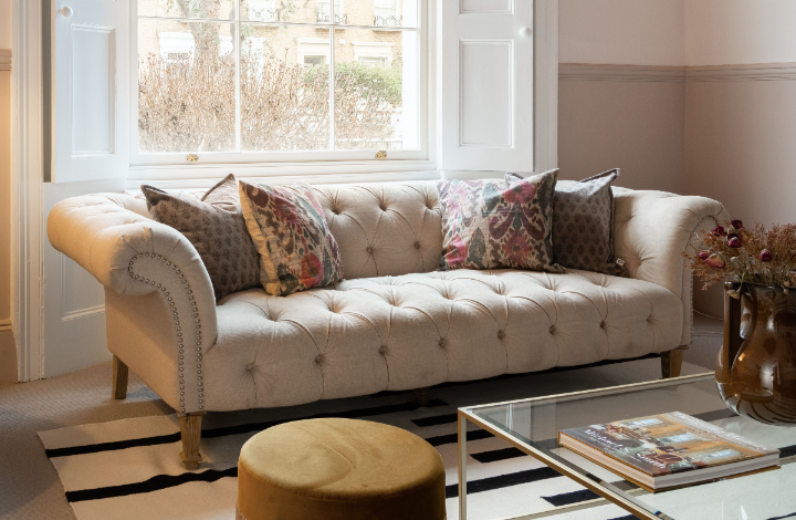 Beige Chesterfield 3 Seater Sofa, 95x230x55cm