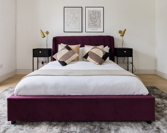 BRINJAL VELVET Elycia Bed Frame (King), 224x164x120cm