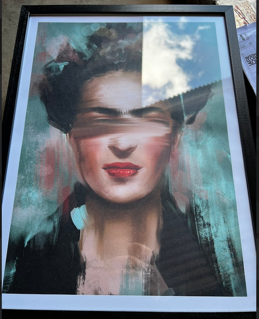 Kahlo in Green Poster, 30 x 40cm, framed