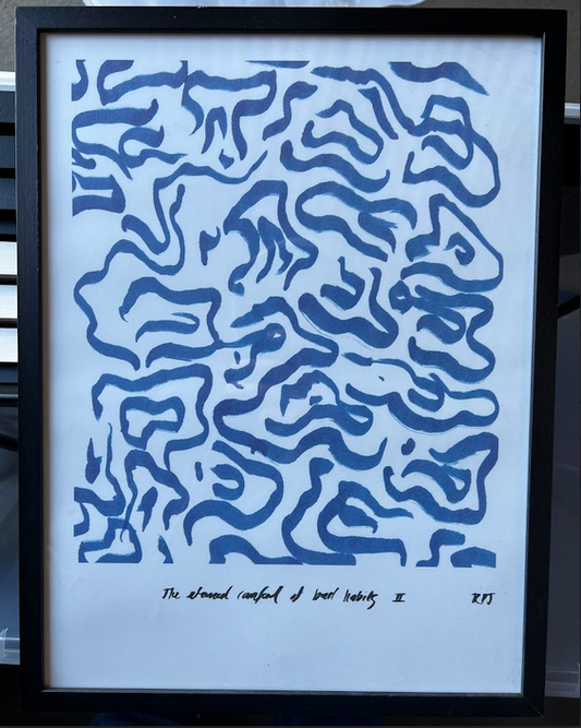 Comfort - Blue  By Ronelle Pienaar Jenkin x Lemon, 30 x 40cm, framed