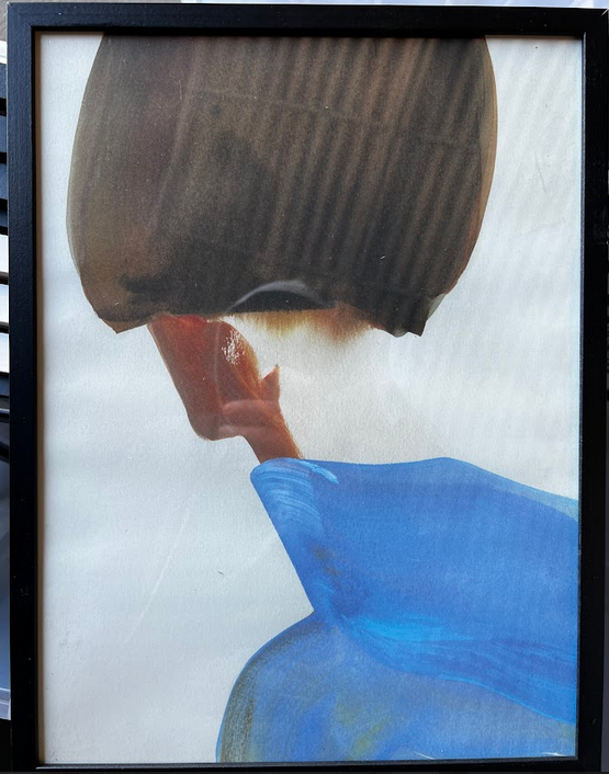 The Blue Cape (Art Card)  By Amelie Hegardt, 30 x 40cm, framed