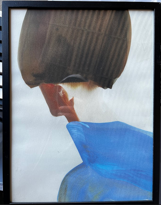 The Blue Cape (Art Card)  By Amelie Hegardt, 30 x 40cm, framed
