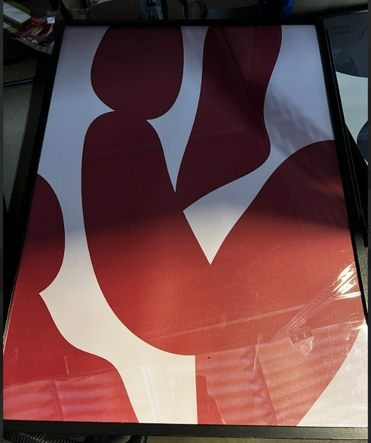 Red Abstract Shape, 50 x 70cm, framed