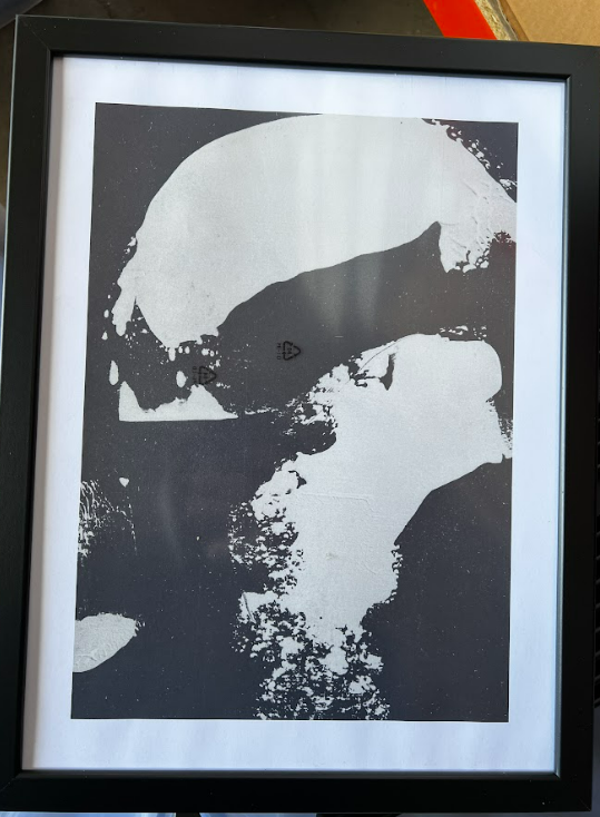 Black White Black Old Abstract, 30 x 40cm, framed
