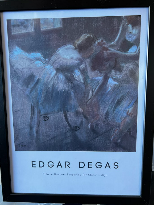 DEGAS - THREE DANCERS PREPARING FOR CLASS POSTER, 30 x 40cm, framed