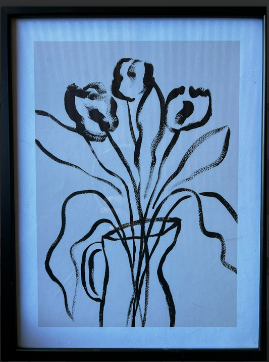 Flower Brush Paint, 30 x 40cm, framed