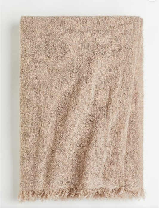 Bouclé blanket, Light Beige, 130 x 170