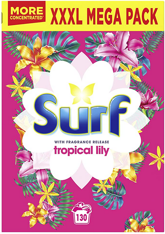 Surf Tropical Lily for fabric care Laundry Powder for brilliantly clean laundry every time 6.5 kg 130 washes