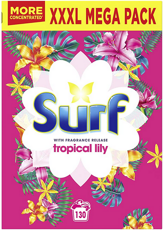Surf Tropical Lily for fabric care Laundry Powder for brilliantly clean laundry every time 6.5 kg 130 washes