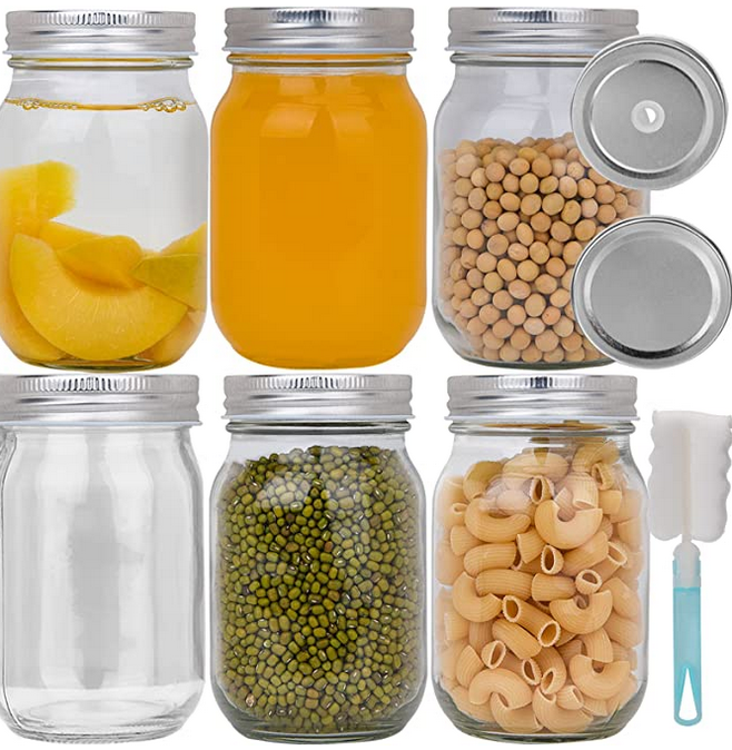 Hisredsun 500ml Glass Mason Jars with sealed lids