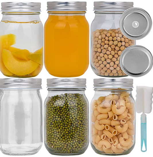 Hisredsun 500ml Glass Mason Jars with sealed lids