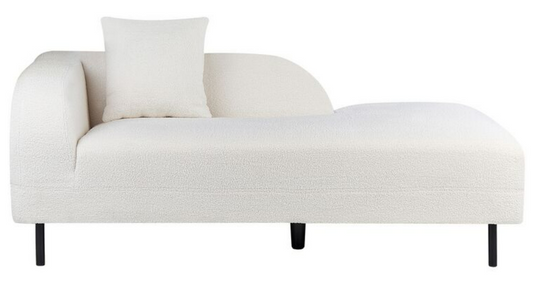 Left Hand Boucle Chaise Lounge White LE CRAU