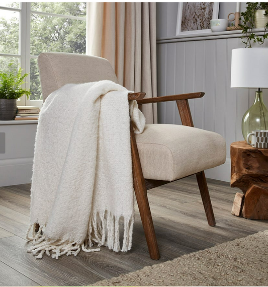Mohair Style Sofa Throw 1.5m X 2m - Off White