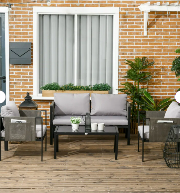 Leonydus Metal 4 - Person Seating Group with Cushions