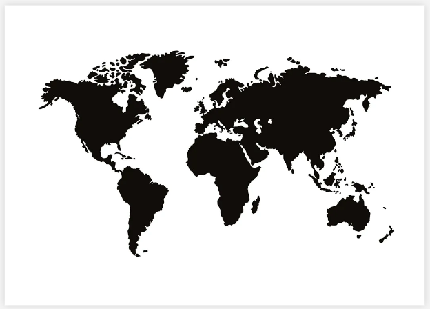 WORLD MAP, 70 x 10cm, framed