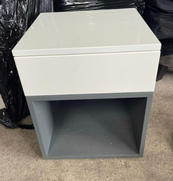 White and gray Bedside Table, W45xL45xH55