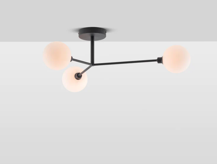 Charcoal grey 3 light flush ceiling light, 20x48x64cm